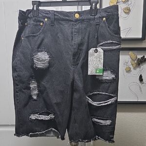 LRG Black Distressed Men Shorts